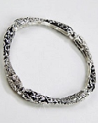 Bangle Black Silver Etched Bracelet