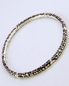 Bangle Black Silver Leopard Etched Bracelet