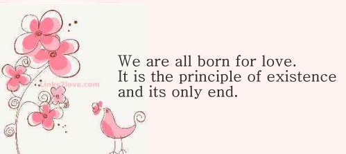 We are all born for love. It is the principle of existence and its only end