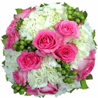 Pink and white rose berry bouquet