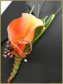 Orange calla lily boutinniere