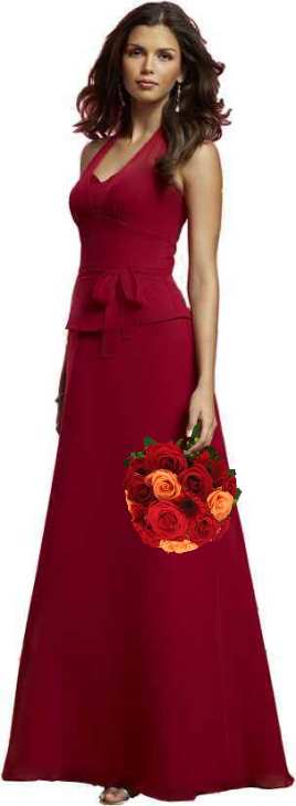 Magenta bridesmaid dress and coordinating rose bouquet