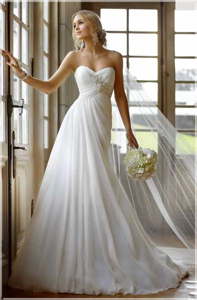 Chiffon bridal gown with corset lace back