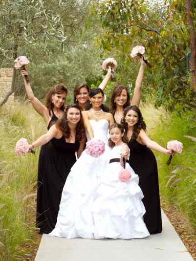 Black and pink themed wedding party