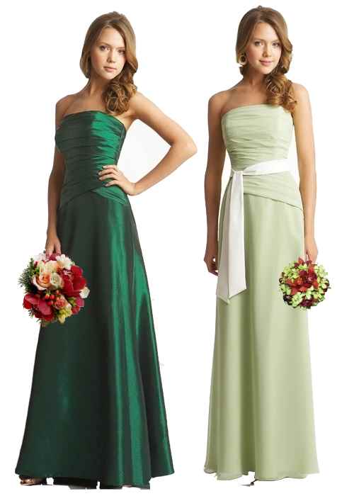 Green bridesmaids dresses and coordinating bouquets
