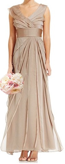 Gorgeous beige tiered bridesmaid dress