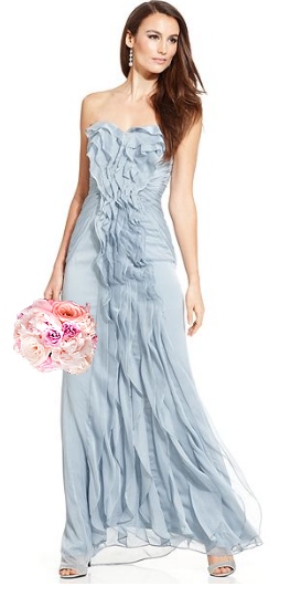 Crinkled blue bridesmaid dress