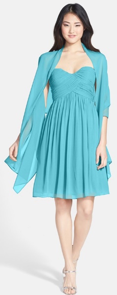 Turquoise short bridesmaid dress