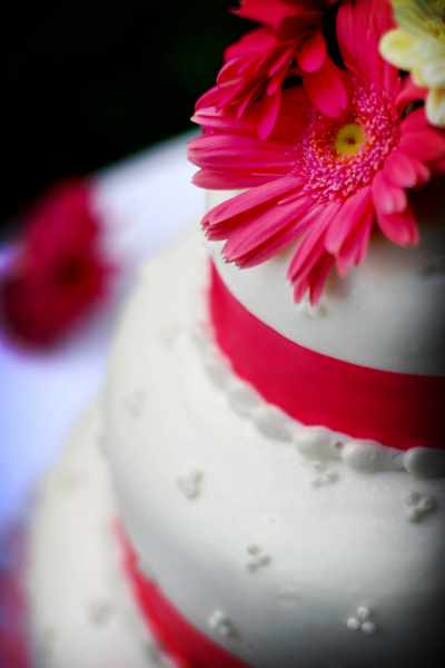 White cake with bright pink splash