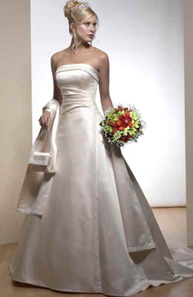 Classic satin winter bridal gown with rusty brown & green orchids