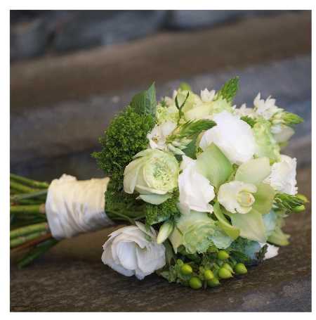 Green and white bridal bouquet