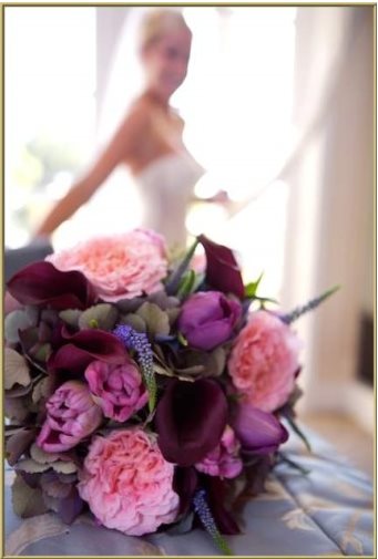 Lavender, pink, magenta bridal bouquet