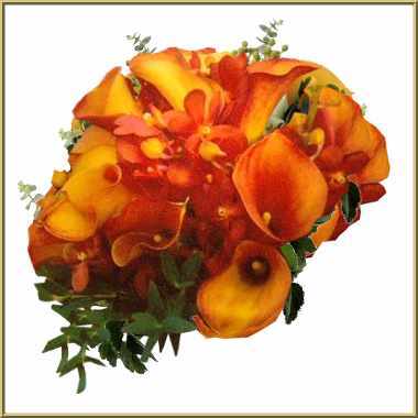 Bridesmaids orange calla lily bouquet
