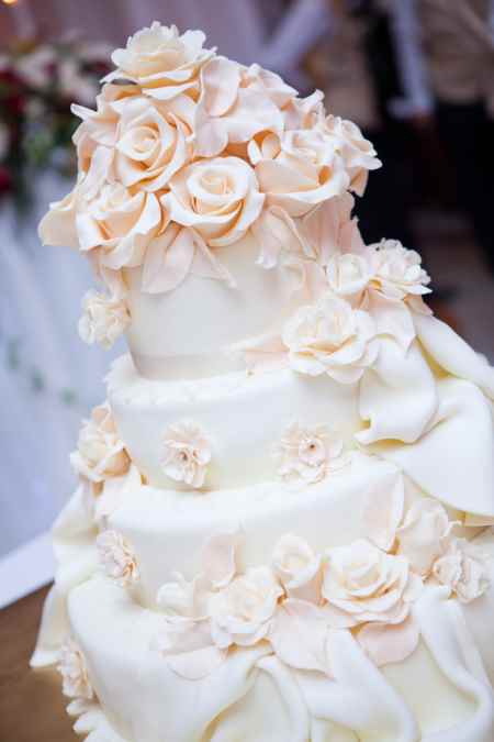Pale pink rose wedding cake