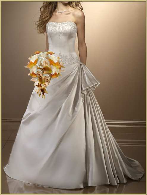 Strapless bodice fall wedding dress
