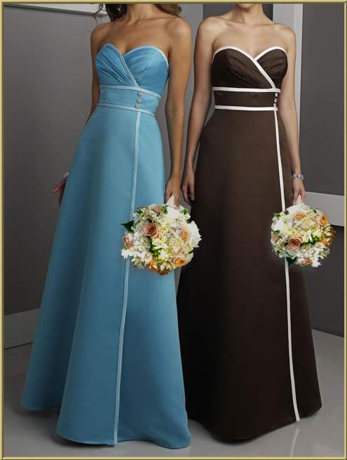 Sea blue and brown bridesmaids dresses