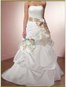 More peach bouquets and wedding dresses