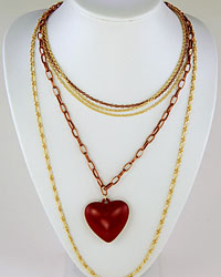 Multi-Chain Heart Pendant Necklace - Romantic Gift