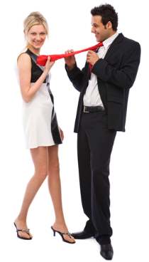 Gutsy flirting with guy's tie