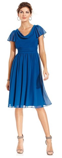 Knee length royal blue bridesmaid dress