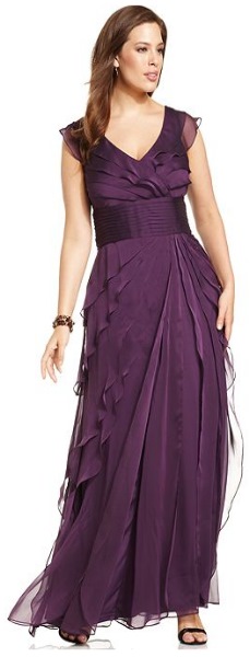 Maroon or eggplant floor length bridesmaid dress