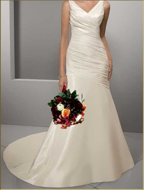 Fall tones cream wedding gown